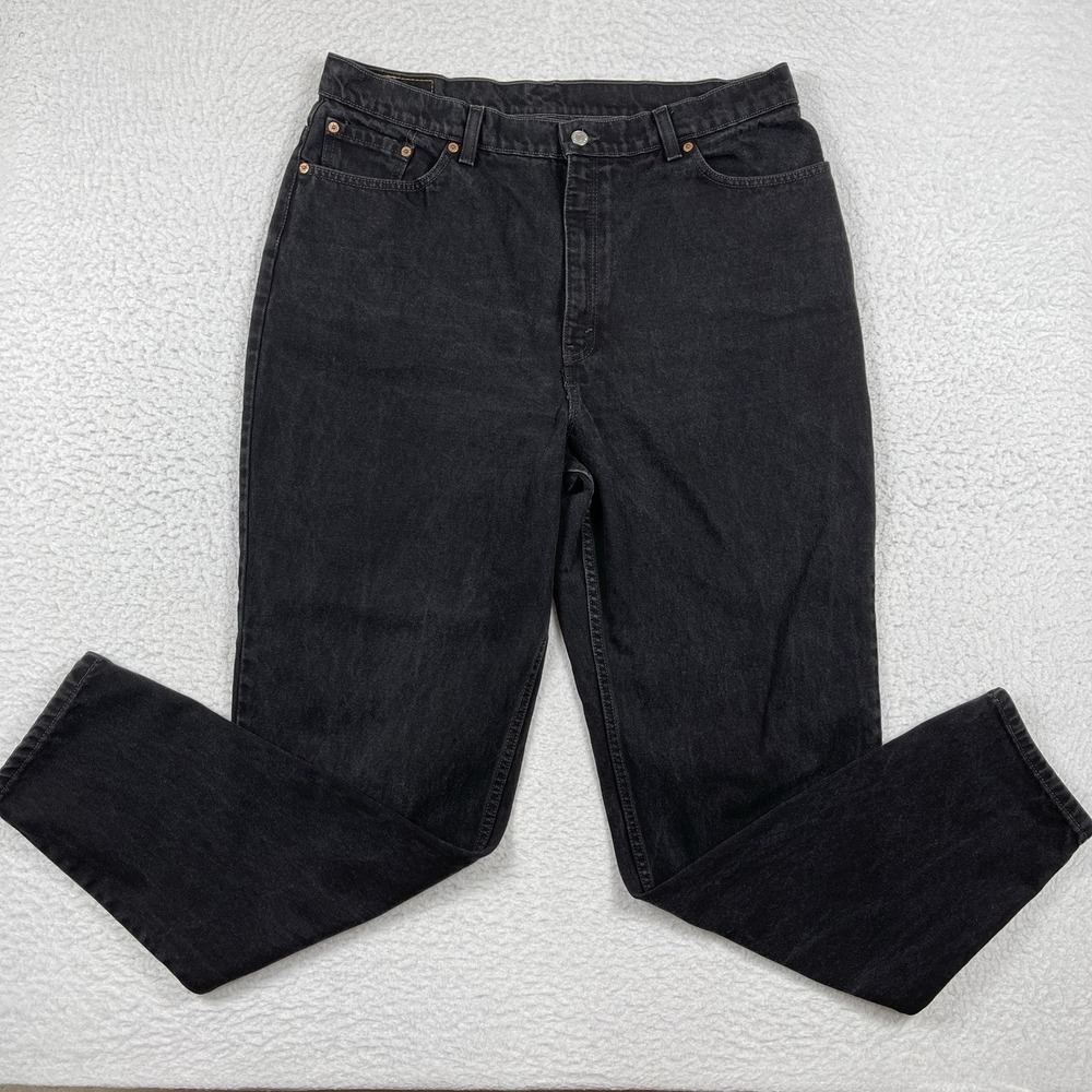 Levis Jeans 550 Womens 20W Black Denim‎ Long Relaxed Fit Tapered Leg Vintage Y2K